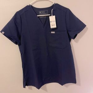 Figs scrubs top navy blue